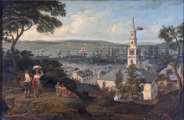 View of the Middle Church and Harbour, Greenock