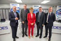 Scottish Enterprise chief executive Steve Dunlop, Diodes European President Tim Monaghan, First Minister Nicola Sturgeon, Inverclyde Council Leader Cllr. Stephen McCabe and Diodes Greenock MD Gerry McCarthy