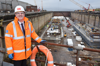 Cllr Stephen McCabe at the Inchgreen dry dock