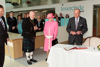 HRH Prince Philip, Duke of Edinburgh, with Her Majesty The Queen during the Royal Visit to Inverclyde in 2012.