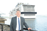 Inverclyde Council leader Councillor Stephen McCabe at site of new Greenock cruise ship visitor centre