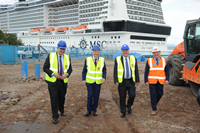 Greenock cruise ship visitor centre work. From left, UK Government minister for Scotland Iain Stewart, Scottish Government tourism minister Ivan McKee, Inverclyde Council leader Councillor Stephen McCabe and Peel Ports Clydeport director Jim McSporran.