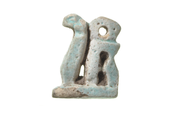Amulet in glazed composition in the form of the uraeus cobra, a reptile associated with the patron goddess of Lower Egypt, Wadjyt or the harvest goddess Renenutet - 1987.448 © McLean Museum and Art Gallery, Greenock.