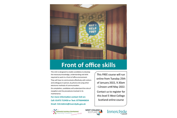 Front of Office Skills (SCQF level 5)