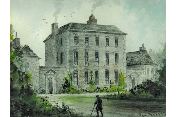 Harper's Hill, Birmingham, The Home of James Watt 1777-1792 by Paul Braddon (1864-1937) - Watercolour on paper - 46.4 x 49.3 cm - 1977.669 © McLean Museum and Art Gallery, Greenock. This house had several innovations invented and designed by James Watt.