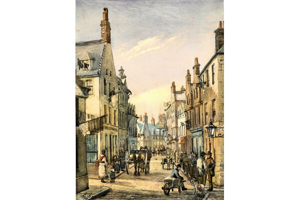 East Quay Lane, Greenock - Watercolour on paper - 38.4 x 30 cm - 1882 - 1977.755 ©McLean Museum and Art Gallery, Greenock. This work was conserved with the generous assistance of the Scottish Museums Council.