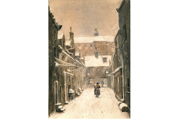 Longwell Close, Greenock - Watercolour on paper - 27.1 x 18.6 cm - 1977.768 ©McLean Museum and Art Gallery, Greenock. This work was conserved with the generous assistance of the Scottish Museums Council.
Longwell Close disappeared as part of the programme carried out by the Improvement Trust in the later nineteenth century and was replaced by Duff Street.