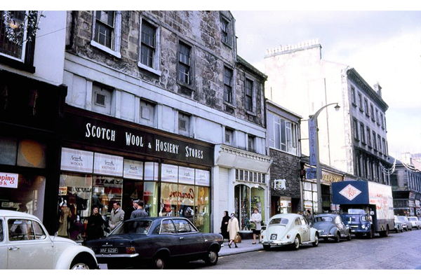 The Scotch Wool and Hosiery Store in West Blackhall Street, Greenock. This colour transparency was taken by Eugene Jean Méhat (1920-2000) in 1967 during the final years of the business. - 2008.72.620 - © McLean Museum and Art Gallery, Greenock.