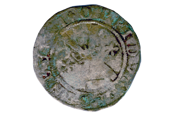 A Queen Mary Scottish Billon Bawbie, dating from the period 1542-1567, part of the Greenock Coin Hoard, made of billon. - 1978.404 © McLean Museum and Art Gallery, Greenock.