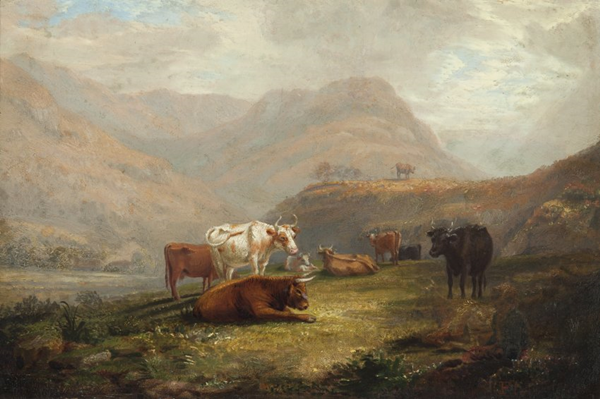 Landscape with Cattle by John Fleming (1792-1845) - Oil on canvas - 19.5 x 29.5 cm - 1826 - 1977.812 - © McLean Museum and Art Gallery, Greenock.