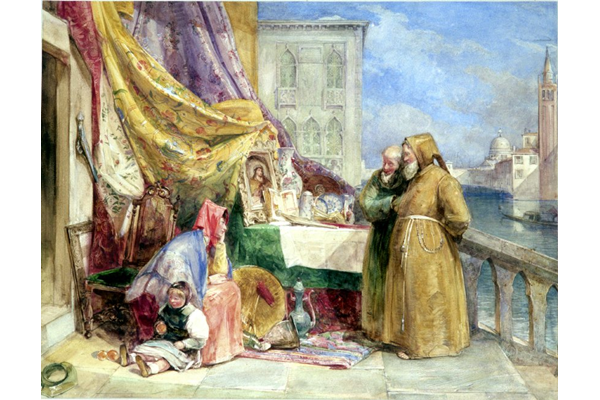 The Curiosity Shop in Venice by John Frederick Lewis (1804-1876) - Watercolour on paper - 48.5 x 63.5 cm - 1977.939 - © McLean Museum and Art Gallery, Greenock