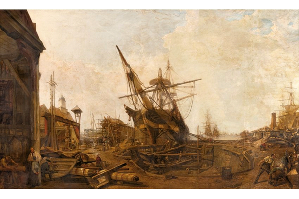 The Antaus under Construction by William Allen Brunning (1818-1850) - Oil on canvas - 156.9 x 259.1 cm - 1978.208 - © McLean Museum and Art Gallery, Greenock