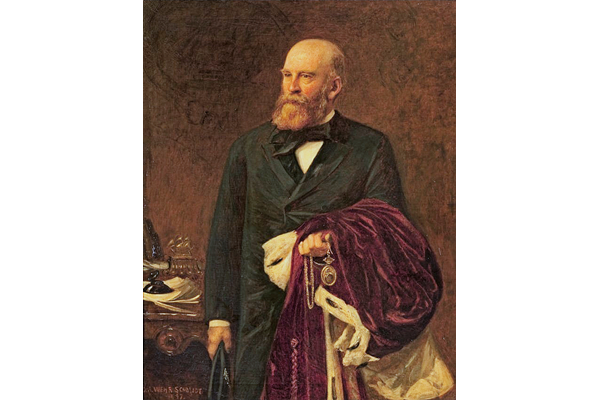 Abram Lyle was Provost of Greenock between 1876 and 1879. Famous for his sugar works and Lyle's Golden Syrup, he was also responsible for the gift of the Lyle fountain in Cathcart Street, Greenock and the construction of the Lyle cottage at Quarrier's Homes. - 1992.19 - ©McLean Museum and Art Gallery, Greenock.