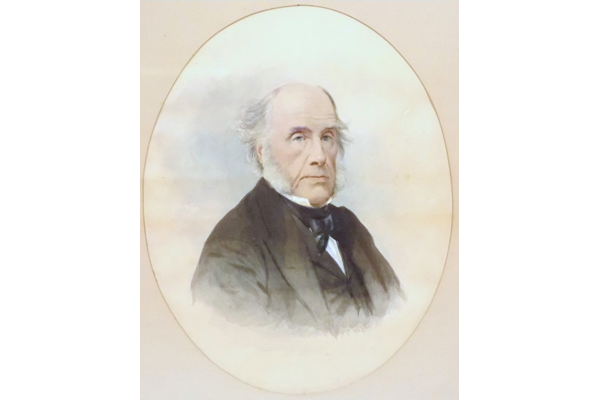 Thomas Simpson was born in Greenock in 1792. He worked as a writer or lawyer, eventually becoming a Burgess of the City of Glasgow on the 13 January 1854 and marrying Jane Macfarlane (d 1861). He died near Kirn but was buried in Greenock Cemetery, in lair 37, in 1874. - 2017.75 - ©McLean Museum and Art Gallery, Greenock.