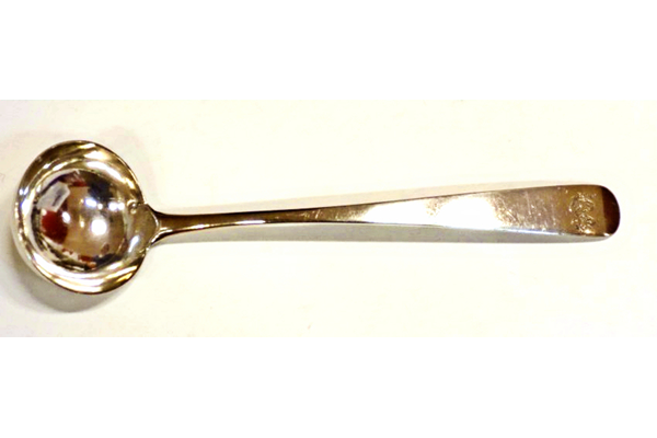 Early nineteenth century Greenock provincial silver toddy ladle with George III Greenock assay marks with engraving, possibly of initials on handle. Made by John Heron of Greenock (fl 1815-1830), around 1810. - 1979.46 - ©McLean Museum and Art Gallery, Greenock.