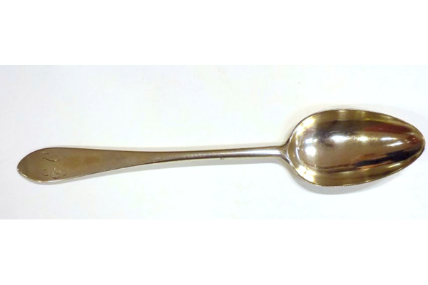 Greenock provincial silver ladle made by Thomas Davie (fl 1818-1830), of Greenock. Hallmarked and marked 'T.D.' - 2001.247 - ©McLean Museum and Art Gallery, Greenock.