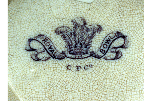 Found on pieces commemorating the engagement of Prince of Wales to Princess Alexandra married in 1863, On jugs and punch-bowls printed in puce with portraits in reserves also in blue; often hand painted overglaze in brown lustre & pink. © McLean Museum and Art Gallery, Greenock.
