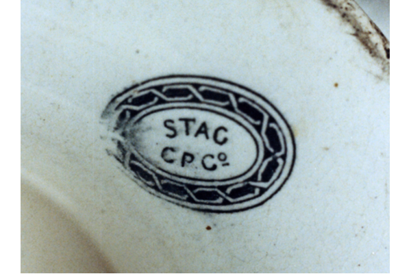 The romantic animal pattern is usually found on punchbowls often with a hand painted overglaze in polychrome. Mark in oval with C.P.Co. © McLean Museum and Art Gallery, Greenock.