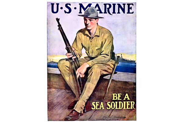 'U.S. Marine - Be a Sea Soldier' - Lithograph by Clarence F. Underwood (1871-1929) - United States Marine Corps - 1996.100.624 - © McLean Museum and Art Gallery, Greenock
