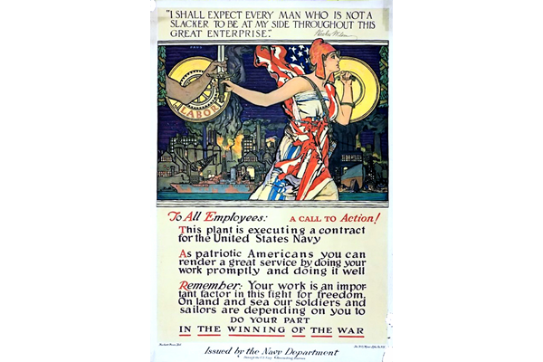 'I Shall expect Every Man Who is Not a Slacker to be By My Side' - Lithograph by Herbert Andrew Paus (1880-1946) -United States Navy - 1996.100.626 - © McLean Museum and Art Gallery, Greenock