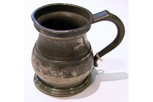 Nineteenth century Victorian pewterware half pint measure made by James Yates (fl 1837-1881) of Birmingham. - 1976.89 - © McLean Museum and Art Gallery, Greenock