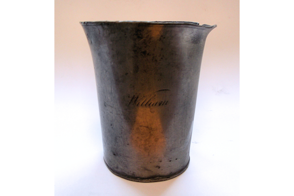 Domestic pewter cup made by Robert Galbraith (fl 1828-1873) of Glasgow around 1850. - 1976.121 - © McLean Museum and Art Gallery, Greenock