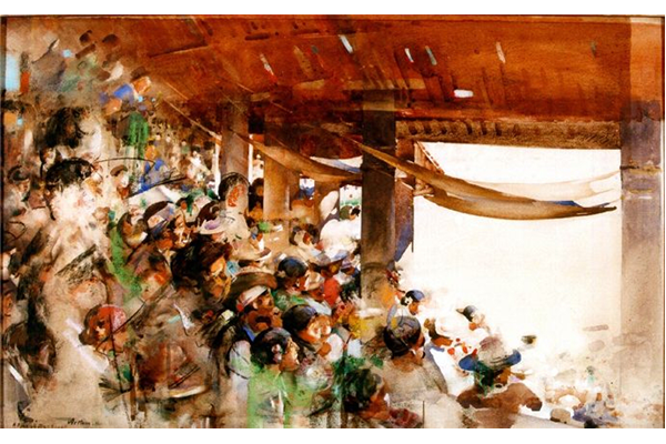 A Spanish Bullfight by Arthur Melville (1858-1904) - Watercolour on paper - 77.5 x 125.5 cm 1977. 1008 ©McLean Museum and Art Gallery, Greenock.