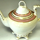Mid 19th century glazed ceramic teapot and lid manufactured by Thomas Shirley & Co. (the Clyde Pottery Company, Greenock) sometime between 1840 and 1857. - 2001.292 - © McLean Museum and Art Gallery, Greenock.