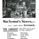 MacSymon's Stores - Advertisement from 1906 - MacSymon's operated a network of grocery shops in the Inverclyde area. - 1997.122 - © McLean Museum and Art Gallery, Greenock