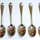 A set of Greenock provincial silver tablespoon, made by John Taylor (fl 1750-1785). Hanoverian period made circa 1775 with three hallmarks: 'IT', anchor and 'S'. - 2001.8.1-.5 - ©McLean Museum and Art Gallery, Greenock.
