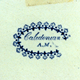 The pattern shows a horseman with feathered bonnet, mounted attendant and dogs in a landscape with pointed mountains, lateen sailed boat on lake, and 'Windsor' type castle. The border was of alternating large daisies & acanthus leaves. Marked in script & A M in capitals, in a decorated oval. © McLean Museum and Art Gallery, Greenock.
