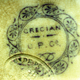 ‘Grecian’ employs a classical scroll centre piece with stylised acanthus. The mark is GRECIAN over dotted line over C.P.Co. in a Grecian style rosette. Found on puce-printed tureen with dog-rose moulded handle but the same design appears on a plate marked J.&W.P. Bell. © McLean Museum and Art Gallery, Greenock.