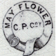 The design employs romanticised may-blossom with 'Mayflower' ship in reserves also heavenly bodies in geometric reserves. Usually printed in grey sometimes hand painted overglaze with orange-red rim on dinner service and punch-bowls. The mark is MAYFLOWER in garter with C.P.Coy. central. © McLean Museum and Art Gallery, Greenock.